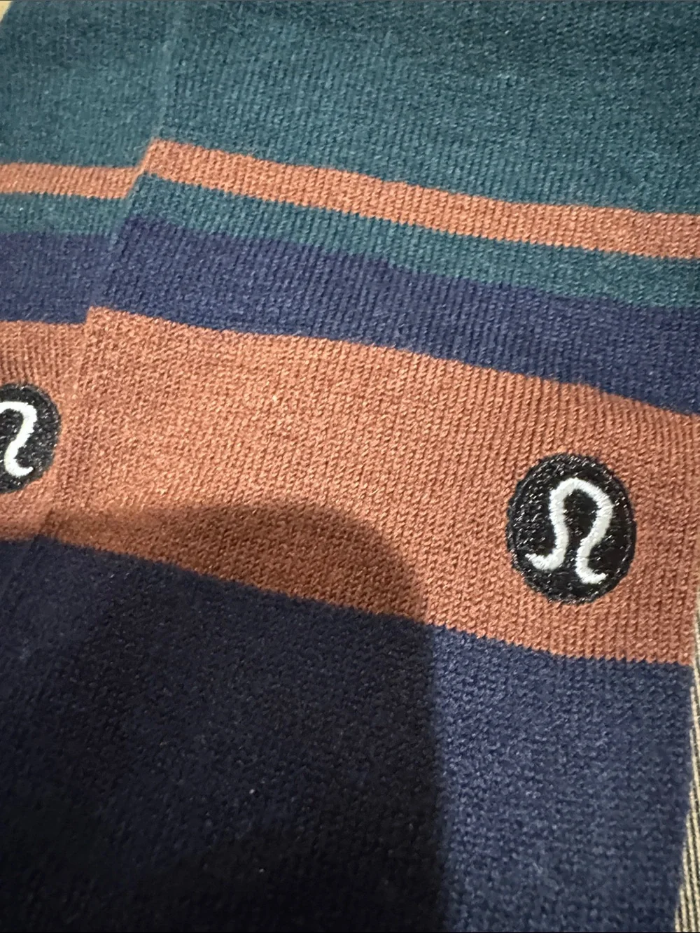 lululemon athletica Men's Striped Crew Socks - Blue/Green/Brown - Picture 2 of 2